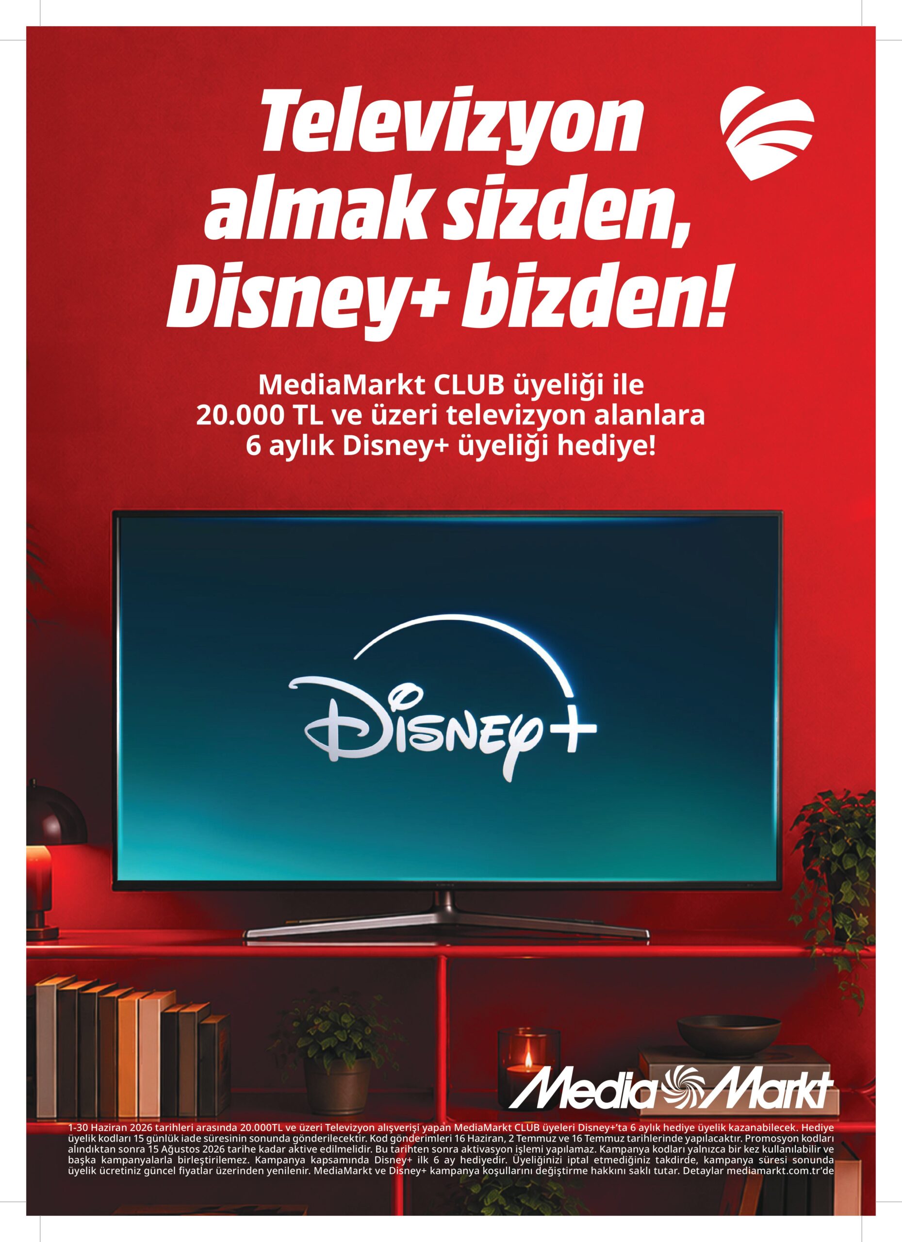 MediaMarkt CLUB üyelerine televizyon alışverişinde 6 ay Disney+ üyeliği hediye!
